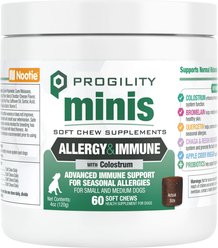 Nootie Progility Minis Allergy & Immune for Seasonal Allergies Soft Chew Supplement for Dogs, 60 count