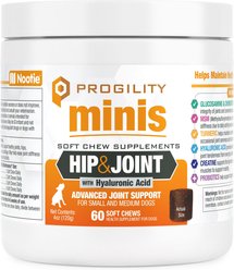 Nootie Progility Minis Hip & Joint with Glucosamine & Chondroitin Soft Chew Supplement for Dogs, 60 count