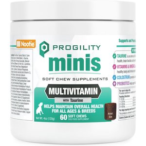 Nootie Progility Minis Multvitamin with Taurine Soft Chew Supplement for Dogs, 60 count