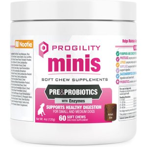 Nootie Progility Minis Pre & Probiotics with Enzymes Soft Chew Supplements, 60 count