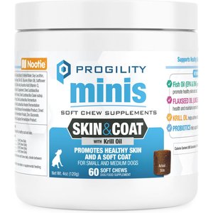 Nootie Progility Minis Skin & Coat with Krill Oil Soft Chew Supplement for Dogs, 60 count