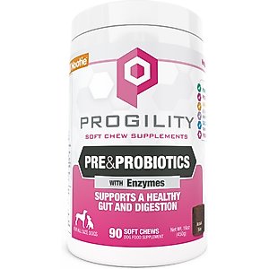 Nootie Progility Pre & Probiotics with Enzymes Soft Chew Supplement for Dogs, 90 count