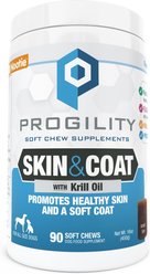 Nootie Progility Skin & Coat with Krill Oil Soft Chew Supplement for Dogs, 90 count
