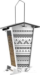 Nordic Bohemian Print Snack Shack Squirrel-Resistant Seed Wild Bird Feeder, White