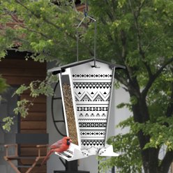 Nordic Bohemian Print Snack Shack Squirrel-Resistant Seed Wild Bird Feeder, White slide 2 of 2