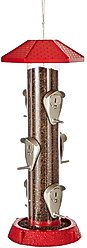 North States 2-in-1 Hinged-Port Bird Feeder, 6-Perch, Red