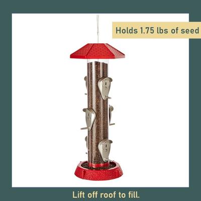 Show full view: North States 2-in-1 Hinged-Port Bird Feeder, 6-Perch, Red slide 6 of 8