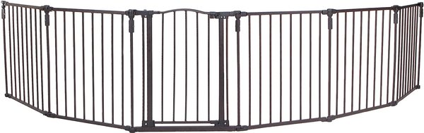 North States 3-in-1 Arched Decor Metal Superyard Two-Panel Extension Dog & Cat Gate, Bronze