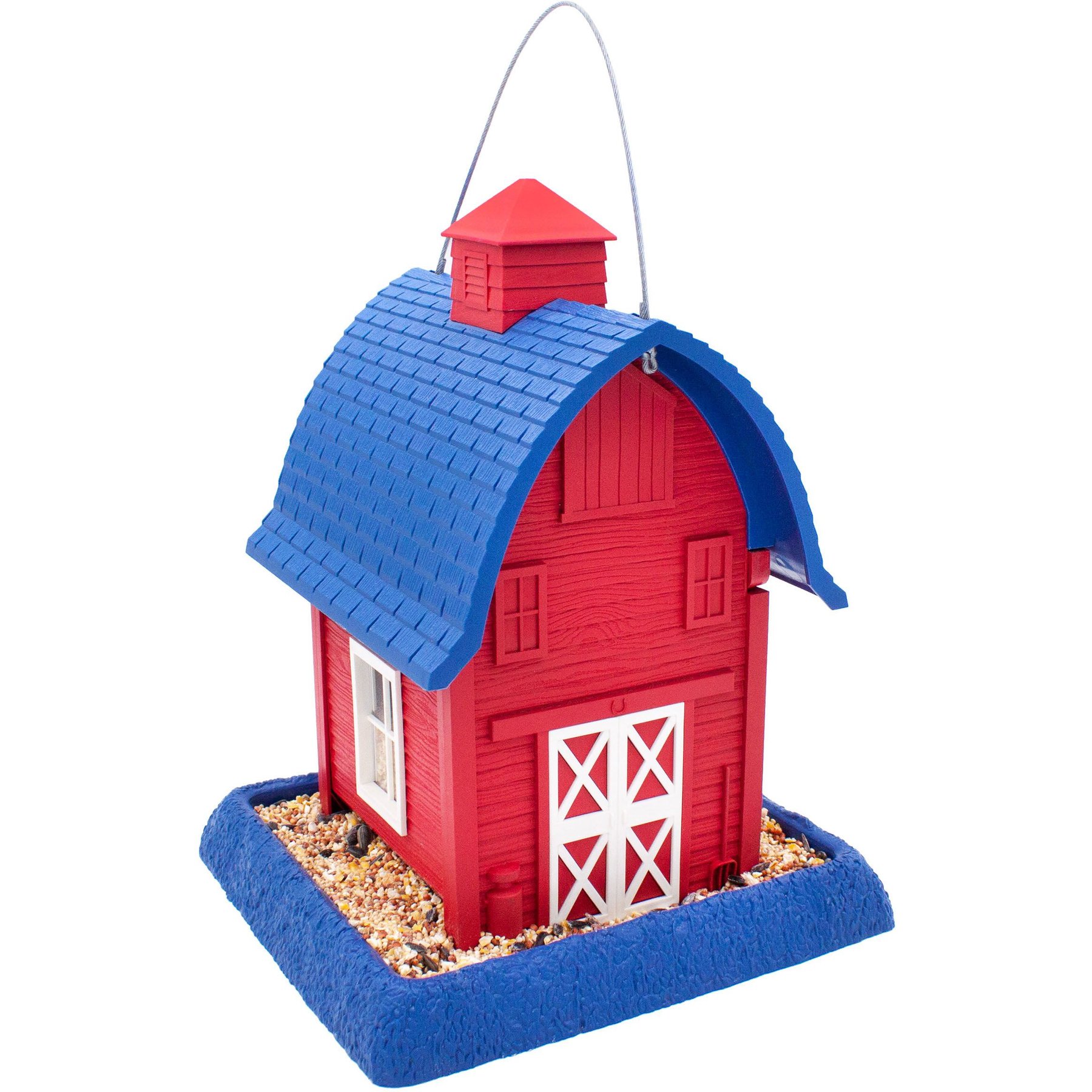 North States Americana Barn Bird Feeder, Red & Blue