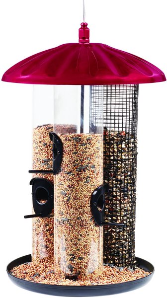 North States Crimson Triple Tube Bird Feeder, Red