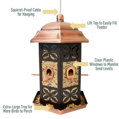 Show full view: North States Hexagon Wild Bird Feeder, Copper slide 7 of 9