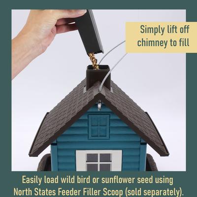 Show full view: North States Lakeside Cabin Bird Feeder, Teal slide 3 of 8