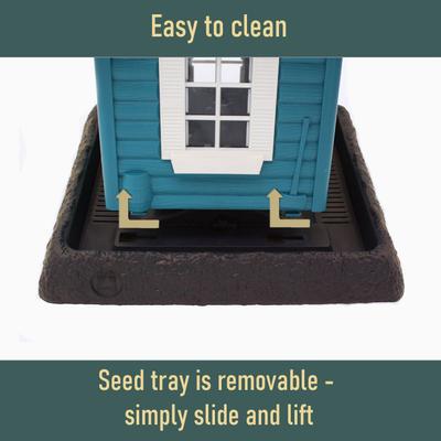 Show full view: North States Lakeside Cabin Bird Feeder, Teal slide 4 of 8