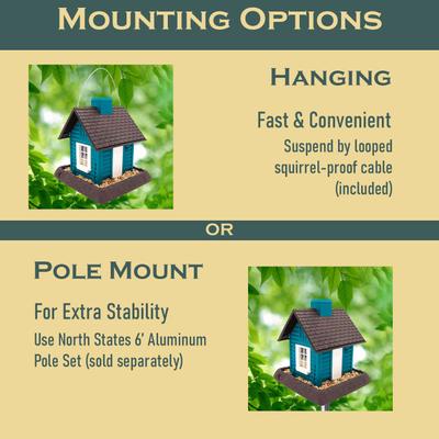 Show full view: North States Lakeside Cabin Bird Feeder, Teal slide 5 of 8