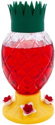 North States Pineapple Glass Hummingbird Feeder, Yellow, 34-oz