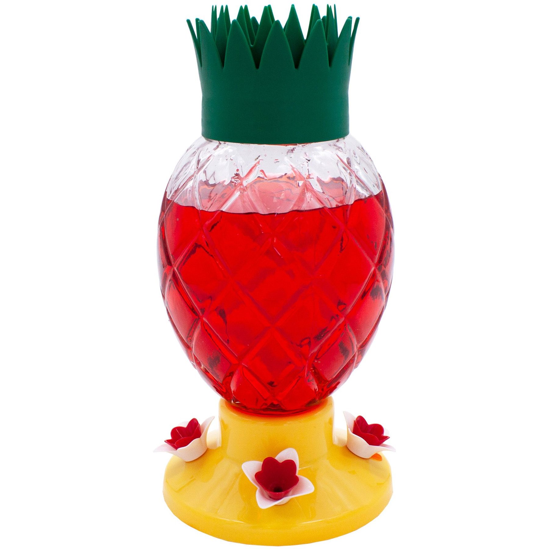 North States Pineapple Glass Hummingbird Feeder, Yellow, 34-oz