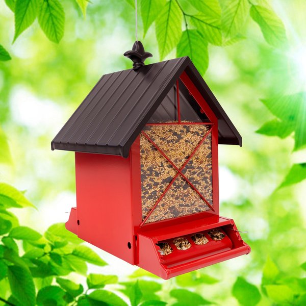 North States Red Barn Squirrel Resistant Wild Bird Feeder, Red