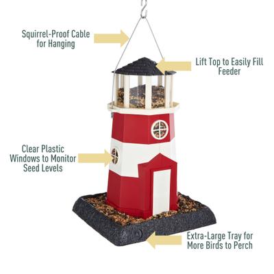 Show full view: North States Village Collection Lighthouse Bird Feeder, Red slide 7 of 10