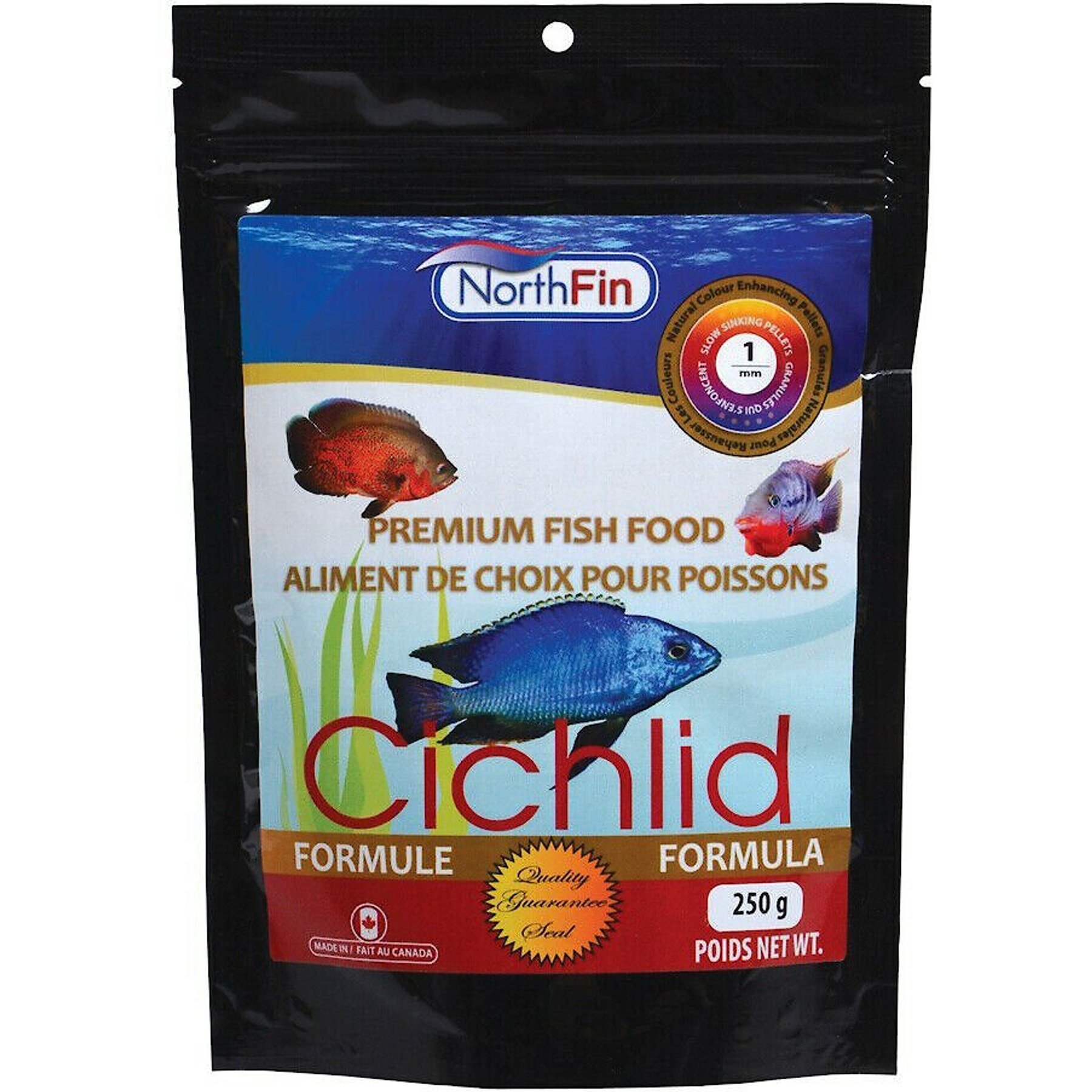 NorthFin Cichlid Formula 1 mm Sinking Pellets Fish Food, 250-g bag
