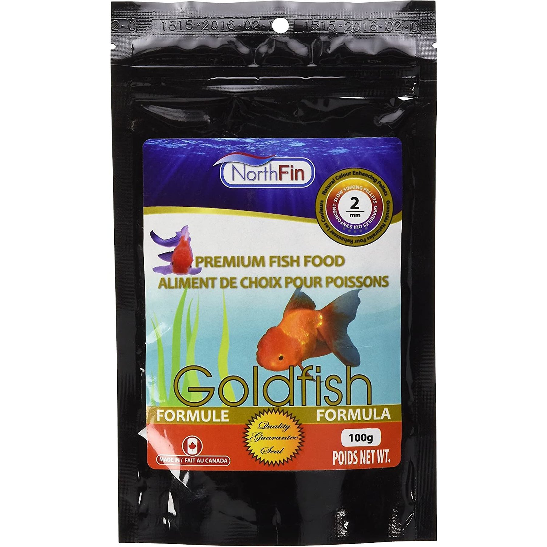 NorthFin Goldfish Formula 2 mm Sinking Pellets Fish Food, 100-g bag