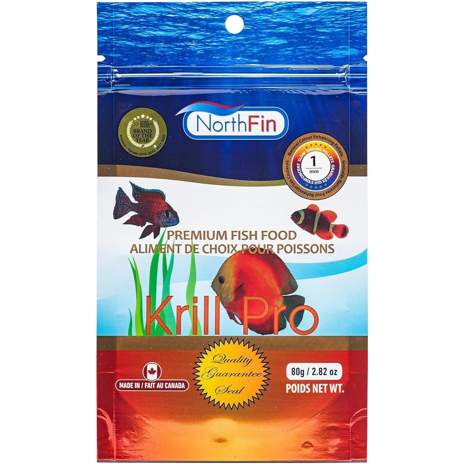 NorthFin Krill Pro 1 mm Sinking Pellets Fish Food, 80-g bag