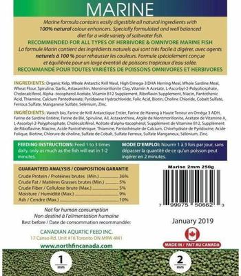 Show full view: NorthFin Marine Formula 2 mm Sinking Pellets Fish Food, 250-g bag slide 3 of 3