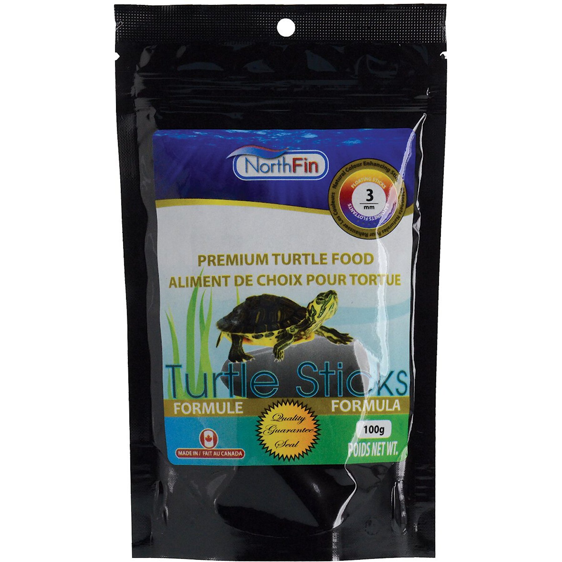 NorthFin Turtle Sticks 3 mm Floating Sticks Fish Food, 100-g bag