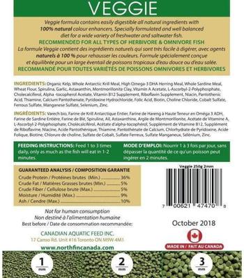 Show full view: NorthFin Veggie Formula 1 mm Sinking Pellets Fish Food, 500-g bag slide 3 of 4