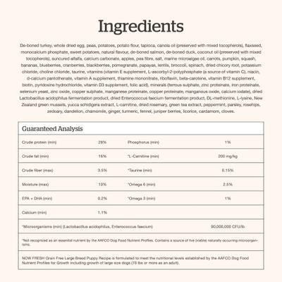 Show full view: Now Fresh Grain-Free Large Breed Puppy Recipe Dry Dog Food, 12-lb bag slide 10 of 11