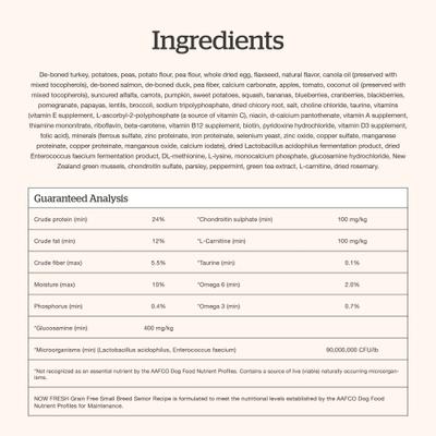 Show full view: Now Fresh Grain-Free Small Breed Senior Recipe Dry Dog Food, 6-lb bag slide 10 of 11