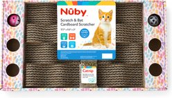 Nuby Interactive Cardboard Scratching Pad Catnip Scratchers Cat Toy with Bonus Balls, Rainbow Dots & Stripes slide 2 of 7