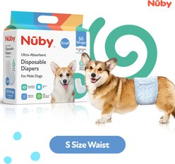 Nuby Pets Disposable Wetness Indicator, Absorbent & Leak-Resistant Belly Band Male Dog Wraps, 50 count, Small: 12 to 19-in slide 2 of 9