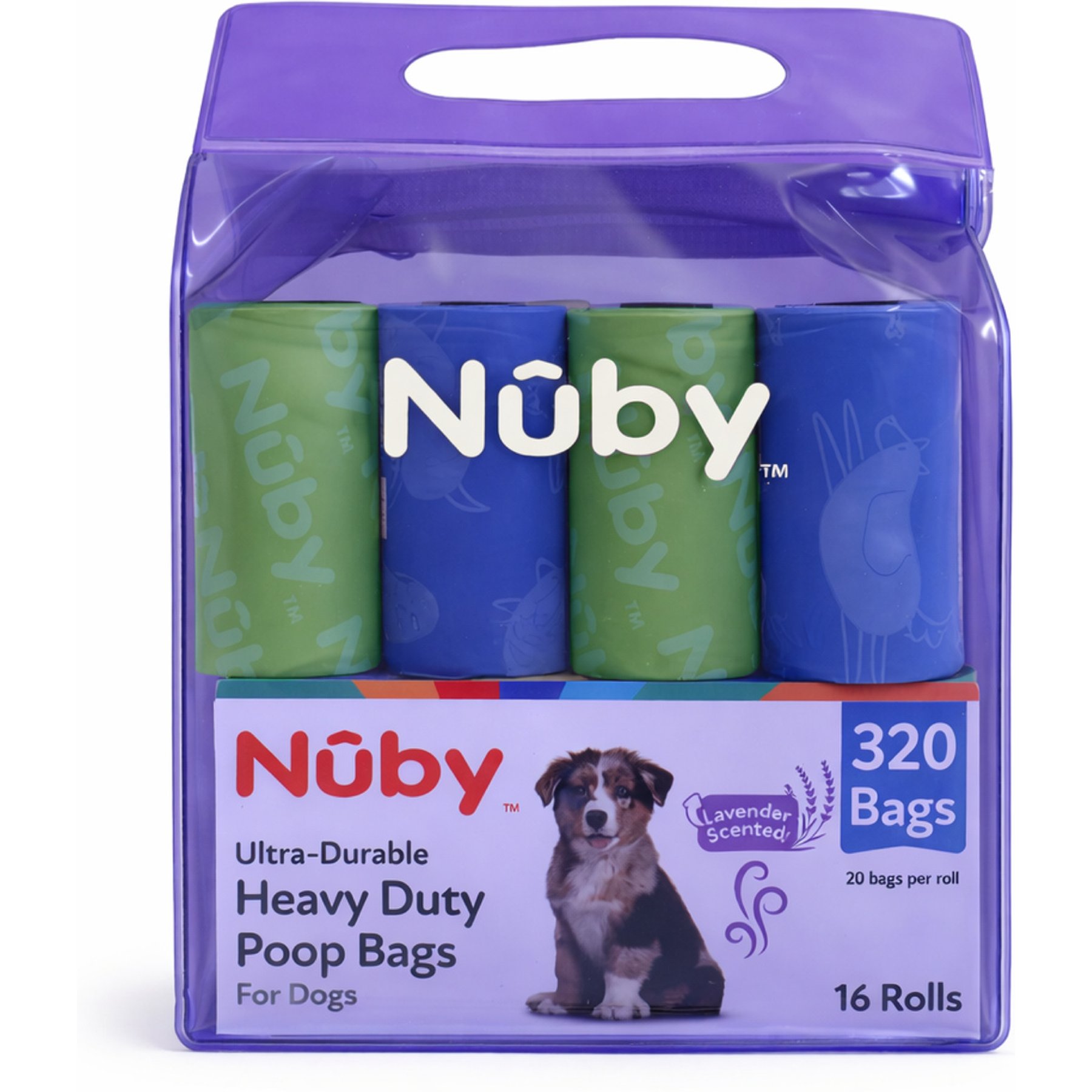 Nuby Poop Bags for Dogs, Heavy Duty, Ultra-Durable Leak-Proof Waste Bags, Strong & Tear-Resistant, Fits Standard Dispensers Scented, Lavender Scent