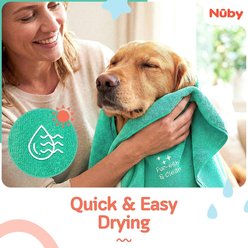 Nuby Silicone Bristles & Quick-Dry Towel, 2-in-1 Double-Sided, Ideal for Brushing Massaging Shedding Bathing & Coat Care Dog Grooming Gloves, Green slide 2 of 5