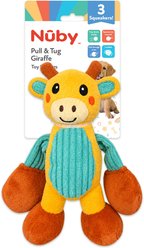 Nuby Tug Giraffe Interactive Crinkle Stuffing & Pull-Through Arms Squeaky Plush Dog Toy