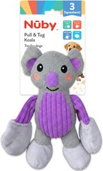 Nuby Tug Koala Interactive Crinkle Stuffing & Pull-Through Arms Squeaky Plush Dog Toy