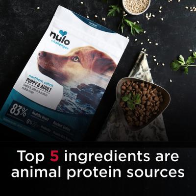 Show full view: Nulo Challenger Puppy & Adult Northern Catch Haddock, Salmon & Acadian Redfish Dry Dog Food, 4.5-lb bag slide 5 of 12