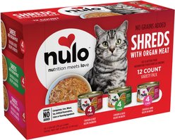 Nulo Chicken, Beef, Lamb & Duck with Organ Meats Variety Pack Real Shreds Wet Cat Food, 2.8-oz can, case of 12 slide 2 of 9