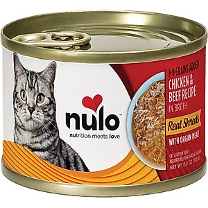 Nulo Chicken & Beef with Organ Meats Shredded Canned Wet Cat Food, 6-oz can, case of 8