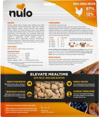 Show full view: Nulo Chicken & Blueberries Grain-Free Freeze-Dried Raw Dog Food, 18-oz bag slide 3 of 10