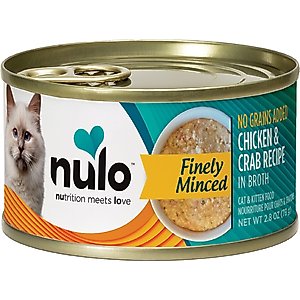 Nulo Chicken & Crab Finely Minced Canned Wet Cat Food, 2.8-oz can, case of 12