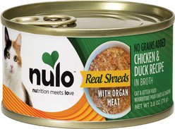 Nulo Chicken & Duck with Organ Meats Shredded Canned Wet Cat Food, 2.8-oz can, case of 12