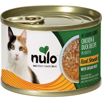 Nulo Nulo Chicken & Duck with Organ Meats Shredded Canned Wet Cat Food, 6-oz can, case of 8