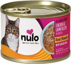 Nulo Chicken & Lamb with Organ Meats Shredded Canned Wet Cat Food, 6-oz can, case of 8