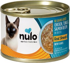 Nulo Chicken & Salmon Flaked Canned Wet Cat Food, 6-oz can, case of 8