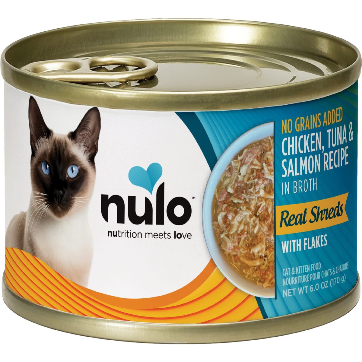 Nulo Chicken & Salmon Flaked Canned Wet Cat Food, 6-oz can, case of 8