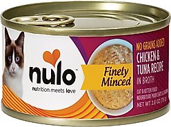 Nulo Chicken & Tuna Finely Minced Canned Wet Cat Food, 2.8-oz can, case of 12