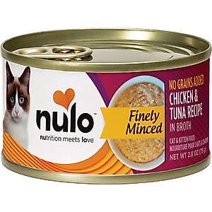 Nulo Chicken & Tuna Finely Minced Canned Wet Cat Food, 2.8-oz can, case of 12