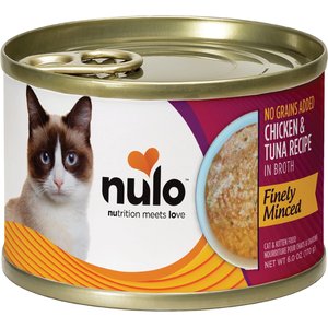 Nulo Chicken & Tuna Finely Minced Canned Wet Cat Food, 6-oz can, case of 8