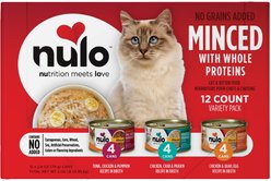 Nulo Chicken, Tuna & Pumpkin with Whole Meat Variety Pack Minced Wet Cat Food, 2.8-oz can, case of 12